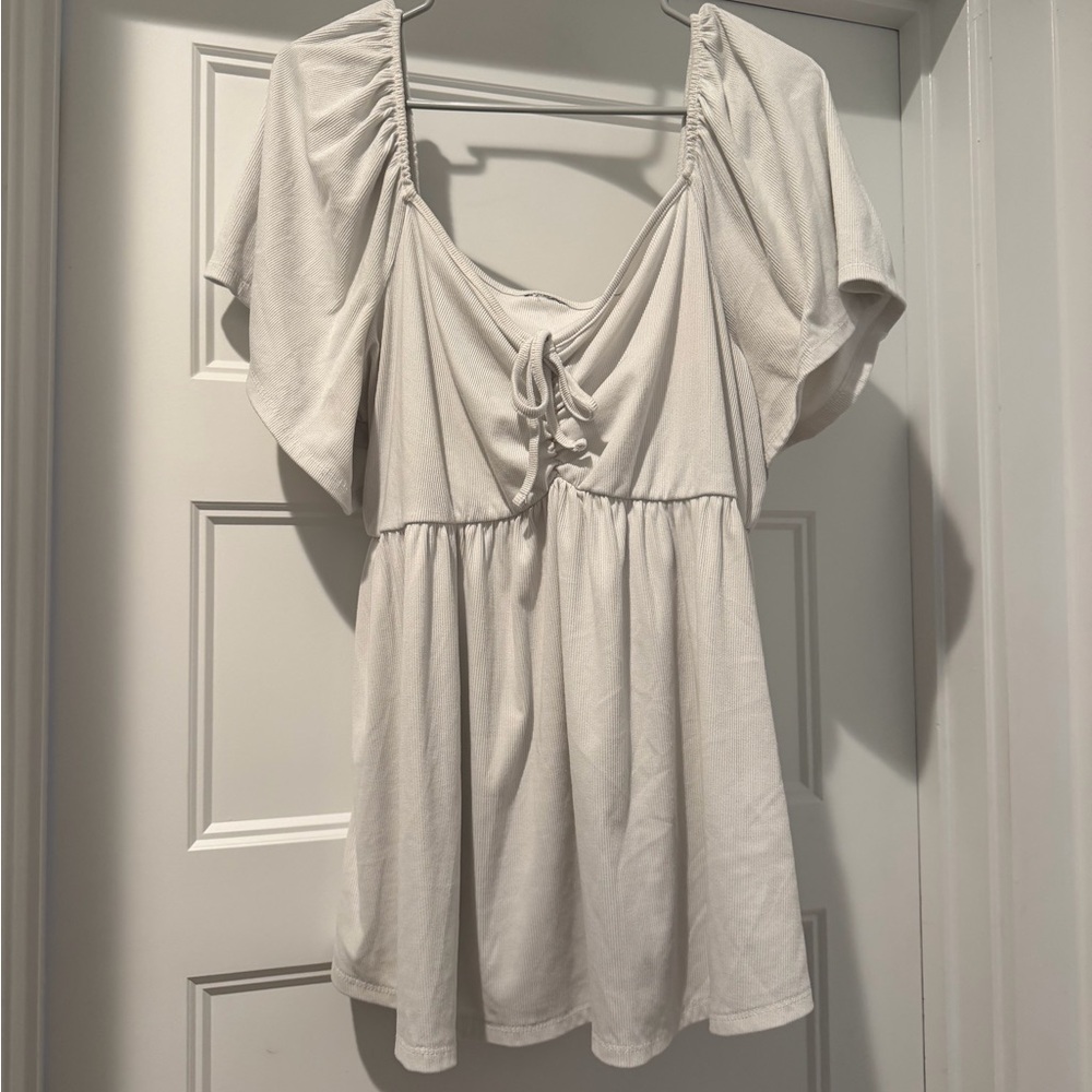 Rue21 White Tie-Front Babydoll Top